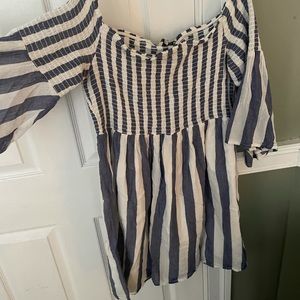 Blue & white striped dress